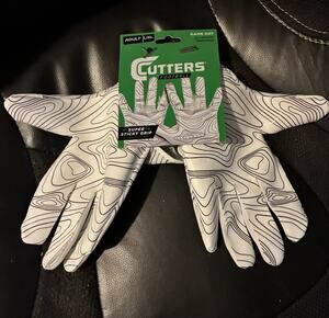 Cutters Game Day Receiver Gloves Sticky Grip Football Adult L/XL White/Black